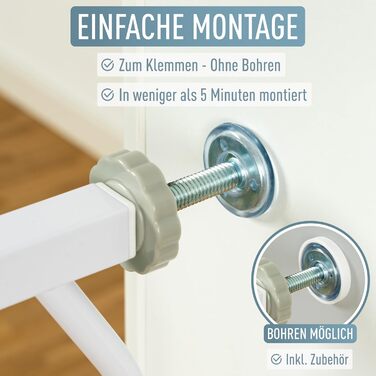 Захист від падіння з драбини для дітей IB Style Berrin, 58-185 см, білий, без свердління, для захисту від тварин