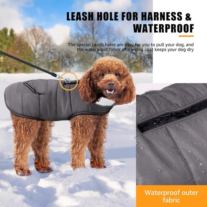 iBuddy Зимовий теплий водонепроникний жилет для собак, для великих собак, дівчаток та хлопчиків (Сірий, Medium)