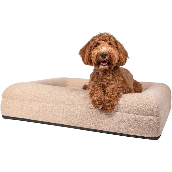Ортопедичне ліжко для собак Bouclé, бежеве, з піною Memory Foam (M)