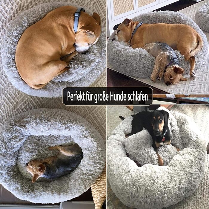 Ортопедичне ліжко для собак XL: кругле, миється, для великих і середніх собак. М'яке, антистрес, з ефектом пам'яті. Сіре ліжко-лежанка для собак, Лабрадорів та інших порід.