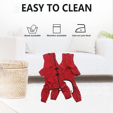 Водонепроникний дощовик для собак на 4 лапи з отвором для шлейки, червоний, XXXL