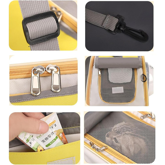 Транспортна сумка для кота Transportbox Katze, складана переноска для кошенят з вікном-пузирем | Дихаюча сумка на плечі для собак, переноска для кота в літак, на вулицю, кемпінг, мотоцикл, автомобіль, жовта