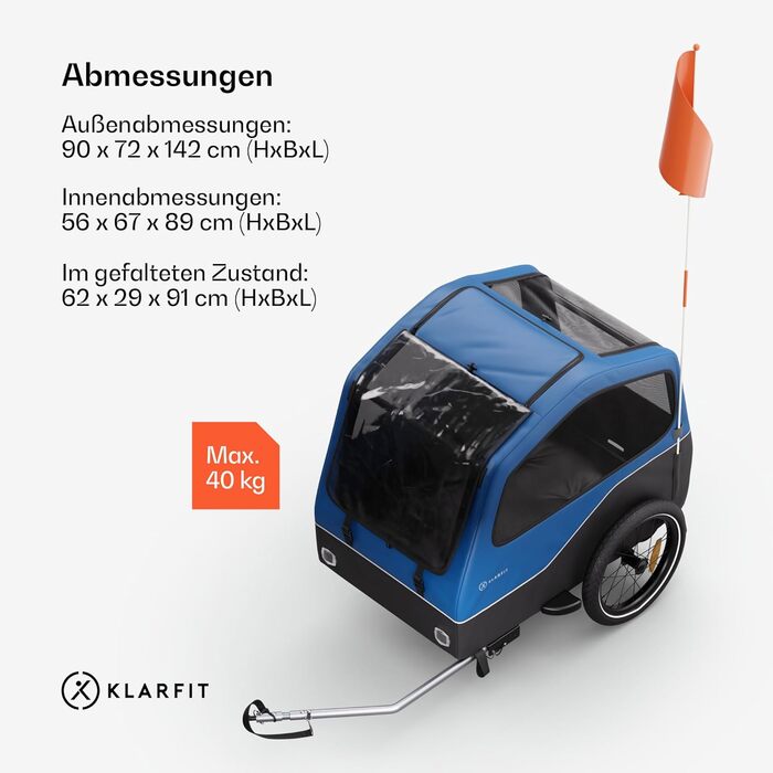 Фургон для собак Klarfit Goldie Home: 334 л, водовідштовхувальний, для перевезення домашніх тварин, 40 кг, складна конструкція, 16