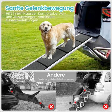 Рампа для собак DAISTERN від BSWAY, 170 x 44 см, складана, з м'яким килимом, алюмінієвий каркас з порошковим покриттям, для собак середніх та великих порід