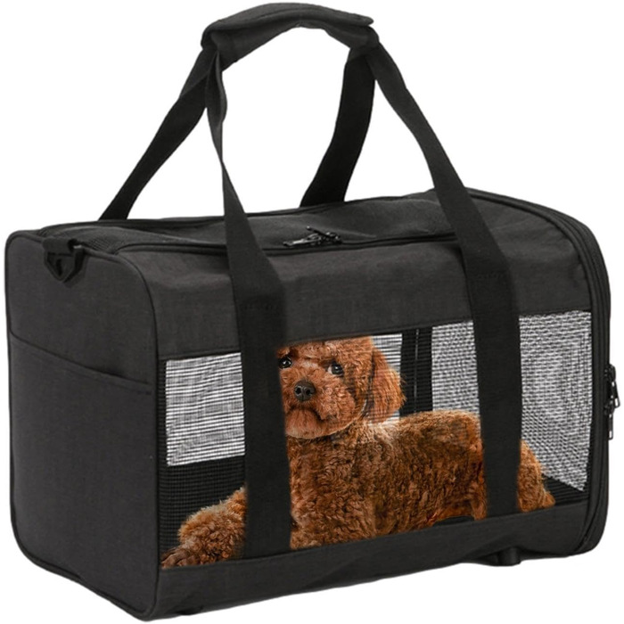 Транспортна переноска для котів та маленьких собак Weiche – складана переноска з двома входами, чорна