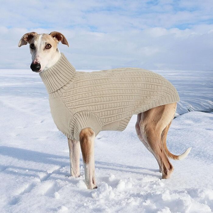 Теплий зимовий пуловер для великих собак, росту до XXX-Large, рожевий (Абрикосовий), для породи Віндхаунд