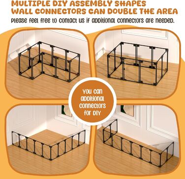 Клітка для собак з акрилу з дверцятами, 88 x 89 x 63 см, регульована, шестигранна/восьмигранна, для собак маленьких та середніх порід, для дому