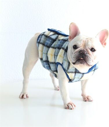 Теплий флісовий теплий одяг для собак великих порід, таких як Французький бульдог, Коргі, Мопс, Бульдог, Бультер'єр, Шіба та інші - зимова куртка, колір блакитний, розмір L: обхват грудей 58-64 см, блакитний