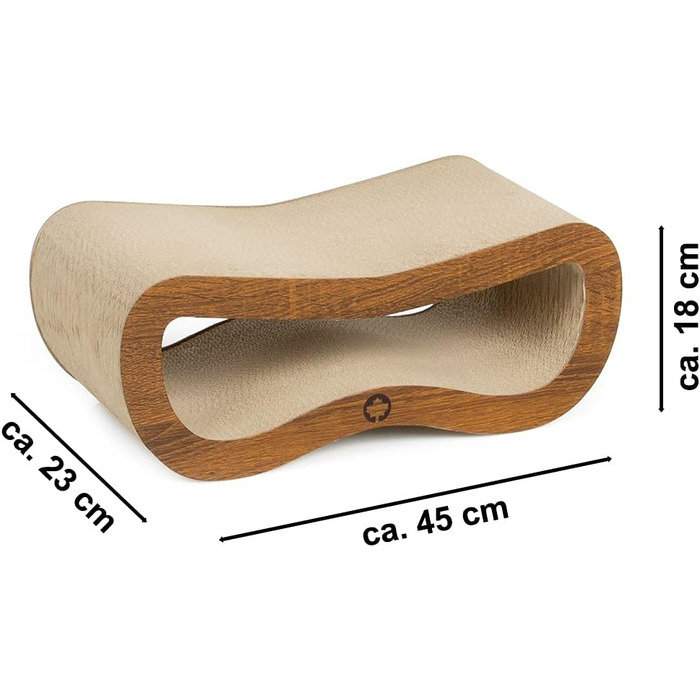 Крязовий борд Orbit Petite для котів | Дерево, крязовий картон, котяча м'ята | 45 x 18 x 23 см
