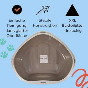 Кутовий лоток для котів 2X XXL з бортиками, без кришки, відкритий, сірий, для котів, 2 шт.