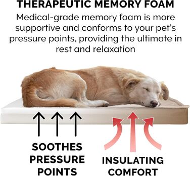 Лягу для собак Furhaven XL: Водостійкий лежак з піною Memory Foam, розмір Jumbo (X-Large), колір пісок (102 x 81 x 10 см)