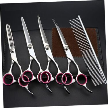 Набір для грумінгу домашніх тварин Mipcase з нержавіючої сталі: ножиці, гребінець, ножиці з прямим та вигнутим лезом, ножиці з зубчастим лезом