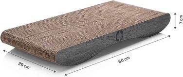 Когтеточка для котів CanadianCat Comet L XL, картон, з котячою м'ятою, 60x29x7 см, темно-сіра, дерев'яний дизайн