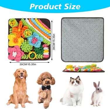 Килимок для собак з пошуком корму, інтерактивна іграшка-килимок для собак, килимок для дресирування цуценят, іграшка-шукач корму, 50x50 см (39x39 см, коричневий)