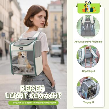 Рюкзак для котів великих порід ALLSOPETS, складаний рюкзак для собак та котів, дихаюча переноска для подорожей, прогулянок та походів (димно-зелений)