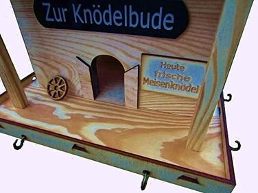 Дерев'яний годівничка для птахів Knödelbude, будиночок для годівлі синиць та інших птахів, підходить для м'ясних кульок, преміум-якість