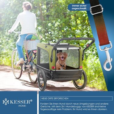 KESSER® причіп-візок для собак Boxer 3в1, велосипедний, прогулянковий, 240 л, 600D Оксфорд, амортизований, до 40 кг, з тримачем для напоїв