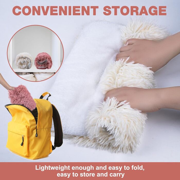 М'який килимок для собак та котів MICOOYO, 61x41 см, білий+рожевий, для маленьких собак, кошенят, миючий