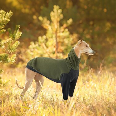 Теплий флісовий светр з високим коміром для грейхаундів, костюм, куртка, одяг для гальго, зимовий комбінезон, комфортний стиль для грейхаундів (Хакі, L)