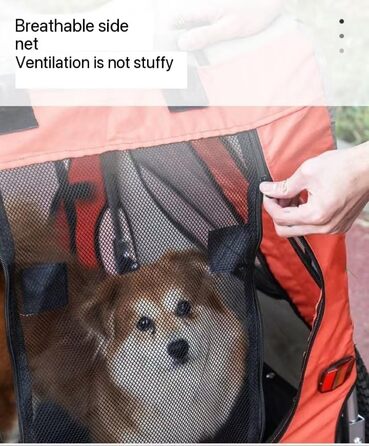 PRUJOY Причіп для собак 2-в-1 з трьома колесами, великий велосипедний причіп для собак, дитяча коляска та джогер з амортизаторами, стабільний (Червоний)