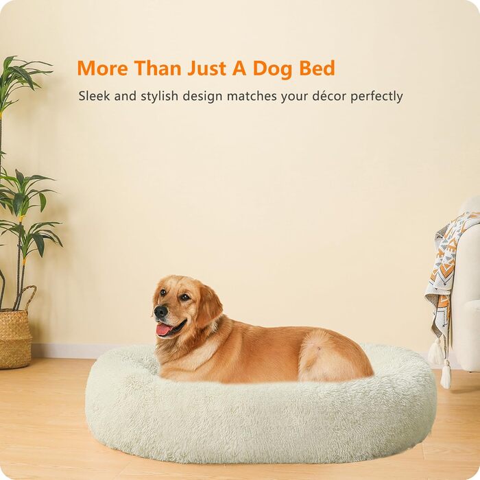 Ортопедичне ліжко для собак, кругле, м'яке, для котів та собак, ліжко-лежанка, кошик, 100 см, бежеве