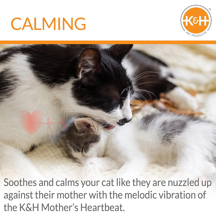 Плюшеве котеня K&H Pet Products з імітацією серцебиття, заспокійлива іграшка для котів, червоне, 15,2 см