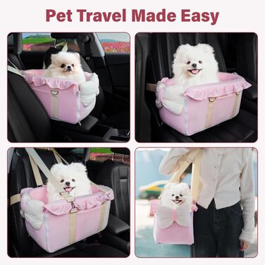 Автокрісло для собак Jaoul - зручне, з регульованими ременями, для маленьких собак, рожеве