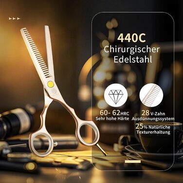 Професійні перукарські ножиці Purple Dragon 5.5 дюймів (золоті) – набір для перукарів, барберів та початківців