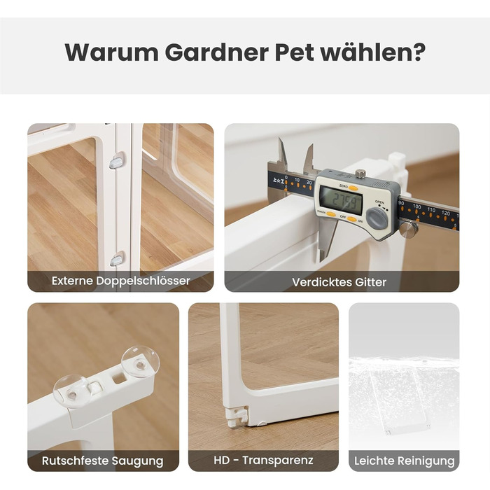 Клітка-біговий вольєр для цуценят Gardner Pet Acryl, 60 см, 8 панелей, для дому, складана, прозора, з присосками, підходить для цуценят, кроликів, котів, свиней
