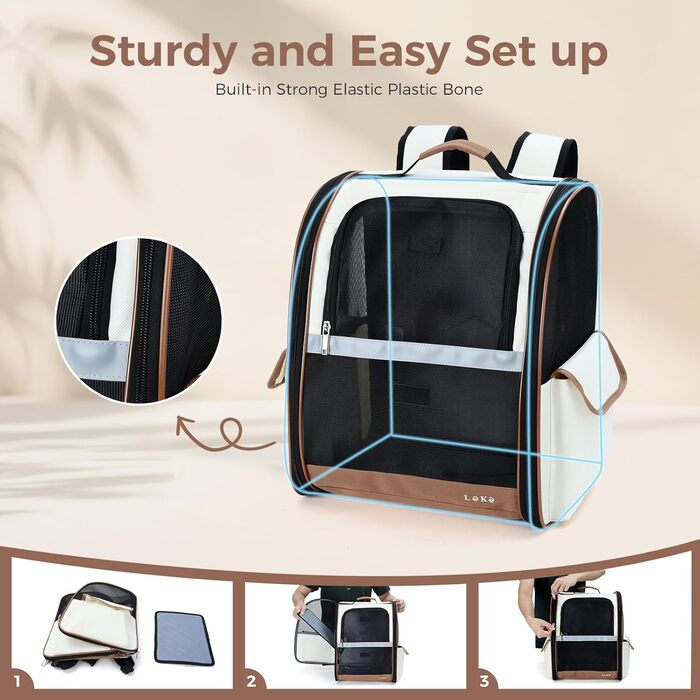 Рюкзак для собак та котів Lekespring (2-8 кг), сірий, з сіткою для прогулянок та подорожей