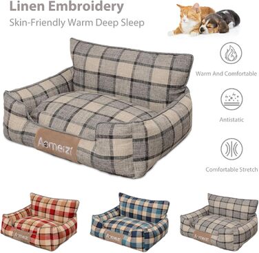 Ортопедичне ліжко для собак PETCUTE, сіре - зручне та миється, з підголовником