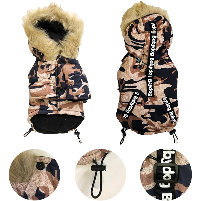 Зимовий теплий одяг для собак: вітронепроникна куртка, теплий халат для собак, костюм для домашніх тварин (колір коричневий, розмір S)