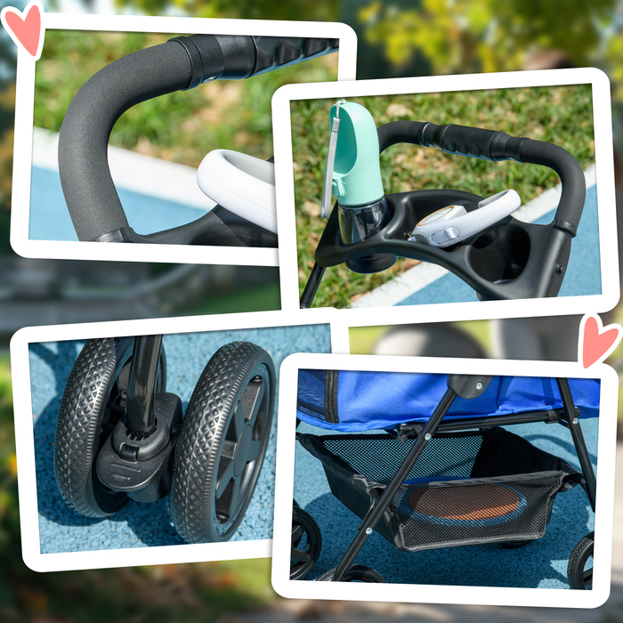 PawHut Dog Stroller Dog Buggy з функцією складання Коляска для маленьких собак і кішок Коляска для домашніх тварин Cat Buggy Oxford Blue 67 x 45 x 96 см | Аосом