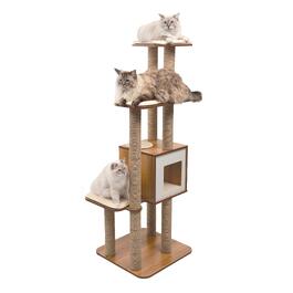 Ігровий комплекс для котів Catit Vesper High Base XL, горіх — будиночок-куб з 3 платформами