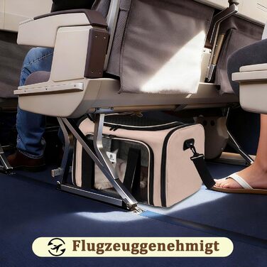 Транспортна сумка для котів та маленьких собак – складана, добре провітрювана переноска. Сумка для котів з водонепроникним вкладишем для безпечного транспортування до ветеринара, у подорожах та в автомобілі (Коричнева)