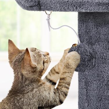 Кігтеточка велика Yaheetech 158 см, Кліматичний комплекс для котів з 3 платформами, 3 стовпчиками для шліфування, 2 будиночками, м'ячиками, сірий