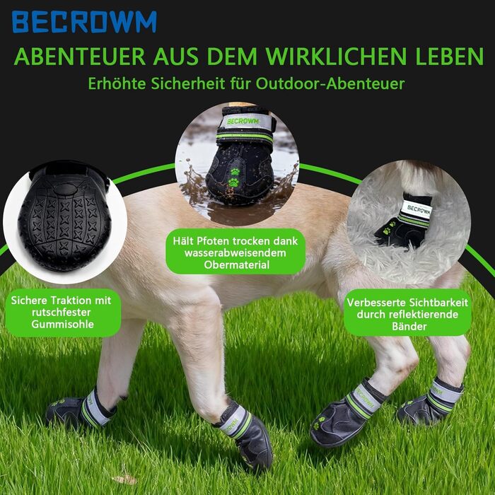Водонепроникні антиковзні собачі чоботи з відбивачами, для дощу/снігу/бруду та прогулянок на природі, підходять для собак від маленьких до великих (Чорний, #1 (ширина 4,7 см) для 6,8–10 кг)