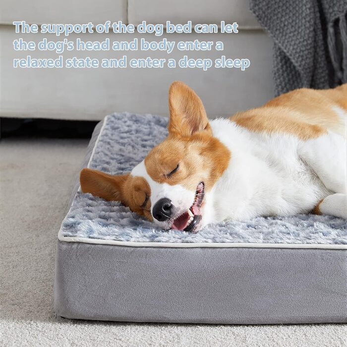 Ортопедичне собаче ліжко WNPETHOME великого розміру, 107 x 76 x 10 см, сіре, з ефектом пам'яті, м'який плюш, знімний