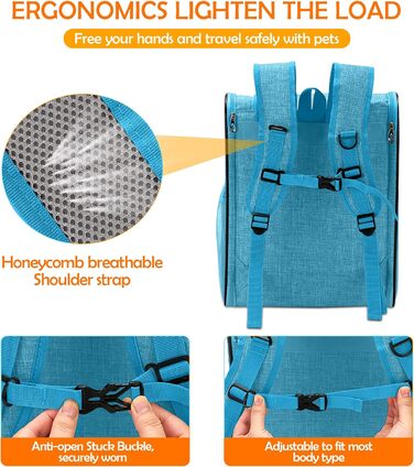 Рюкзак для тварин ALLSOPETS: складаний, для котів та собак, з дихаючою підкладкою. Ідеально для подорожей, прогулянок та хатніх потреб. Колір: блакитний
