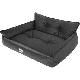 Лежак для собак DOGGY Fancy XL 82x63 см, графітовий, матрац для тварин, диван, прошитий, знімний чохол