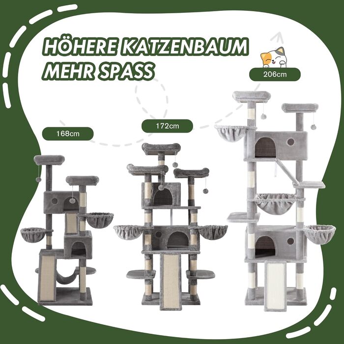 Котячий будиночок MUTICOR: великий когтетоп з когтеточкою, лежаками та гамаком (206 см)