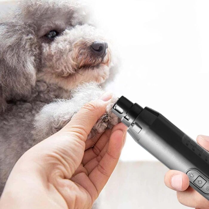 Електричний триммер для собак та котів, 5 швидкостей, акумуляторний, професійний, для догляду за кігтями, тихий, сірий