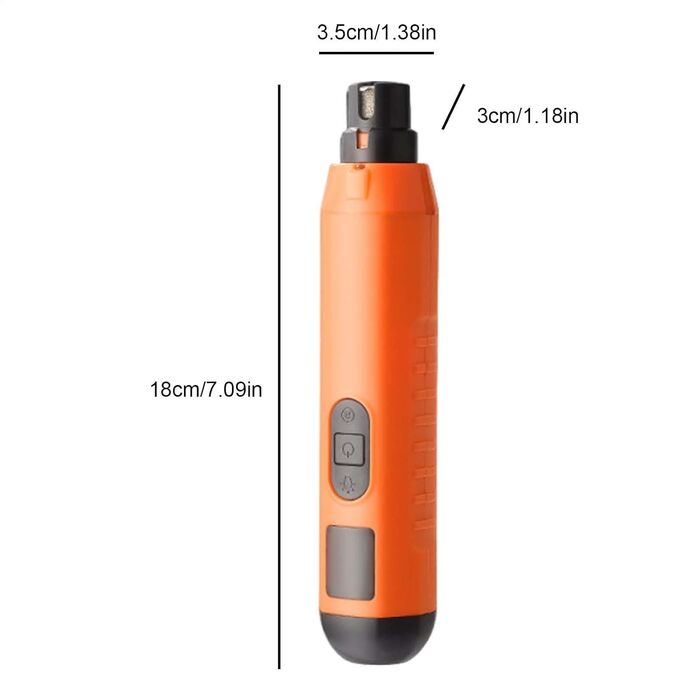 Електричний триммер для собак та котів, 5 швидкостей, акумуляторний, професійний, для догляду за кігтями, помаранчевий