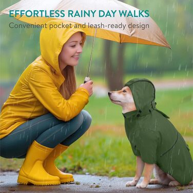 Дощовик для собак Navaris - водонепроникний дощовик для собак, дощовик для собак з PU та поліестеру, зелений (M)