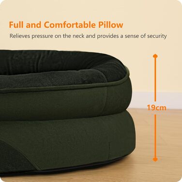 Ортопедичне ліжко для собак, ліжко-софа з валиком для шиї, кошик для собак з антиковзною основою, знімне та пральне, для великих собак, 122 x 90 x 19 см, оливковий колір