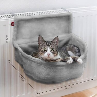 Кішка Куделець: м'який лежак для радіатора | Сірий | З регульованими перемичками