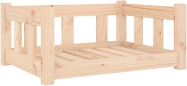 Ліжко для собак біле з масиву сосни - кошик для котів з боковими стінками для великих та середніх собак, білий (65,5x50,5x28 см, коричневий)