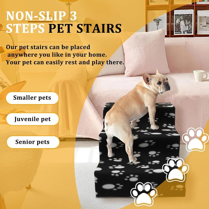 Сходинки для собак на 3 щабели, 30 см, знімний чохол, неслизькі. Підходять для собак та котів, маленьких та середніх порід.