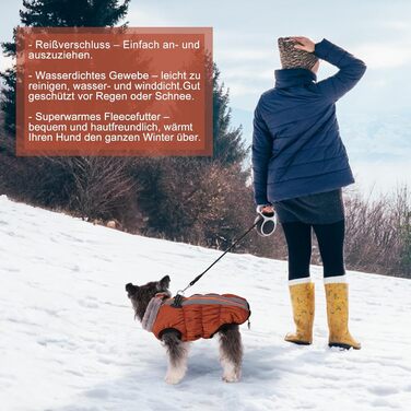 Водонепроникний зимовий теплий одяг для собак - куртка з D-початком, тепла жилетка для малих, середніх та великих собак XL, коричневого кольору