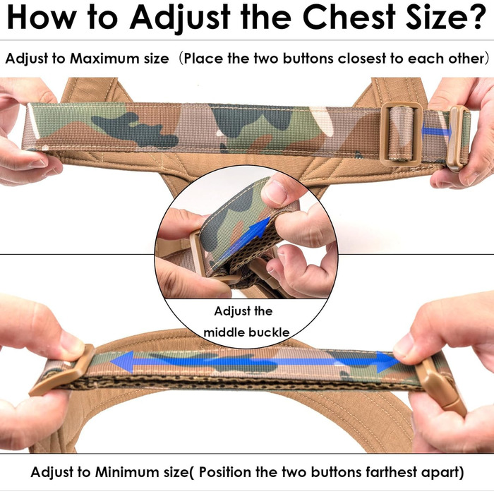 Нашийник для собак Eeyfarog No Pull від виривання, розмір M, камуфляж Khaki, регульований, для собак середніх та малих порід